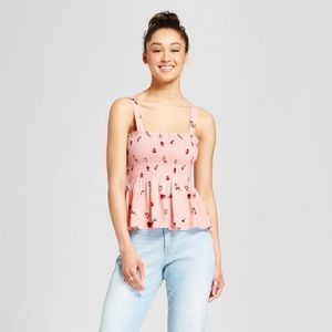 Floral smocked tank top